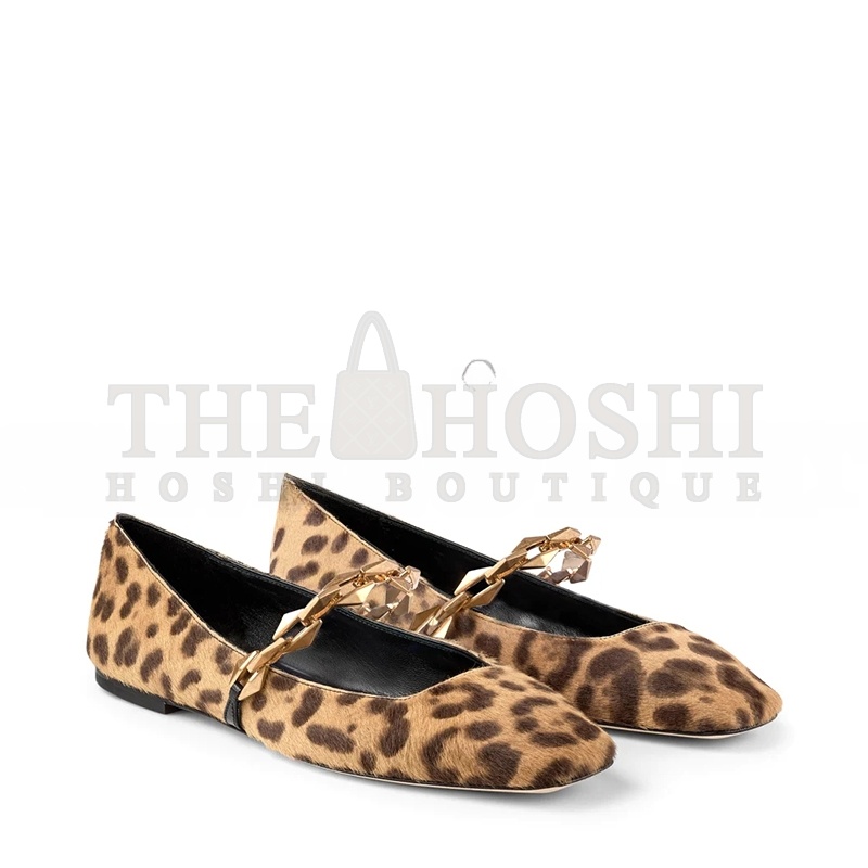 J1m*y Ch00 D1am0nd TILDA FLAT NATURAL LEOPARD PRINT PONY FLATS D1am0ndTILDAFLATLOP Master Quality